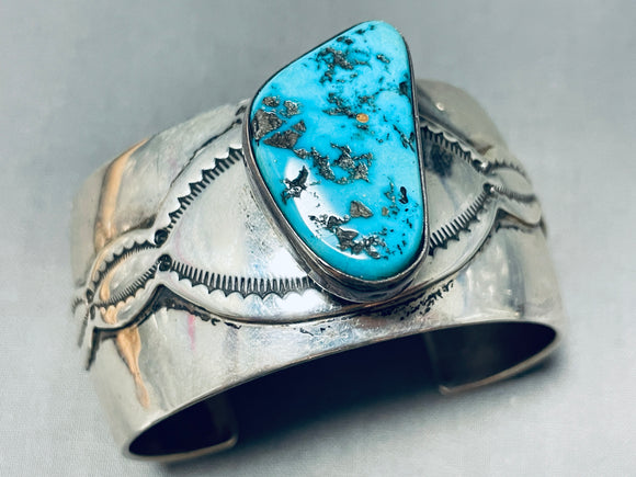 Important Vintage Native American Navajo Turquoise Sterling Silver Bracelet-Nativo Arts