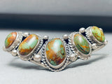 Rare Vintage Native American Navajo Chunky Green Turquoise Sterling Silver Bracelet-Nativo Arts