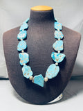 Slabs Of Turquoise!! Vintage Native American Navajo Sterling Silver Necklace Old-Nativo Arts