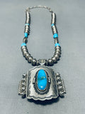 One Of The Finest Native American Navajo Turquoise Sterling Silver Coil Necklace-Nativo Arts