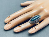 Rare Vintage Native American Navajo Blue Diamond Turquoise Sterling Silver Ring-Nativo Arts