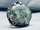 Very Rare 37 Grams Vintage Southwest Sterling Silver Prehnite Ring-Nativo Arts