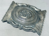 Huuuuuuggggeee Vintage Native American Navajo Detailed Sterling Silver Buckle 129 Grams-Nativo Arts
