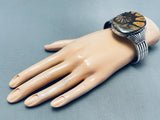 Del Vandever Vintage Native American Navajo Seashell Agate Sterling Silver Bracelet-Nativo Arts