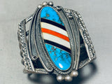 One Of The Best Ever Vintage Native American Navajo Inlay Turquoise Sterling Silver Bracelet-Nativo Arts