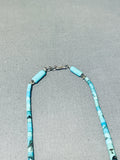 Native American Beautiful Vintage Santo Domingo Kingman Turquoise Sterling Silver Necklace-Nativo Arts