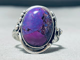 Native American Gorgeous Vintage Domed Sugulite Sterling Silver Ring-Nativo Arts