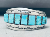 Majestic Vintage Native American Navajo 10 Turquoise Square Cut Sterling Silver Bracelet-Nativo Arts