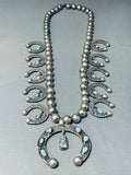 Rare Vintage Navajo/ Mexican Turquoise Sterling Silver Squash Blossom Necklace-Nativo Arts