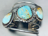 100 Grams Triple Chunk Turquoise Vintage Native American Navajo Sterling Silver Bracelet-Nativo Arts