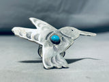 Wonderful Vintage Native American Navajo Blue Gem Turquoise Sterling Silver Hummingbird Ring-Nativo Arts