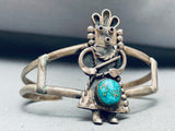 Kachina Dancer Vintage Native American Navajo Turquoise Sterling Silver Bracelet-Nativo Arts