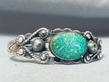 Vintage Native American Navajo Swirl Royston Turquoise Sterling Silver Bracelet-Nativo Arts