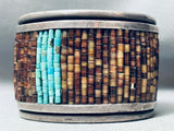 6.5-INCH WRIST VINTAGE NAVAJO TURQUOISE HISHI STERLING SILVER INLAY BRACELET