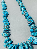 Authentic Vintage Native American Navajo Pilot Mountain Turquoise Sterling Silver Necklace-Nativo Arts