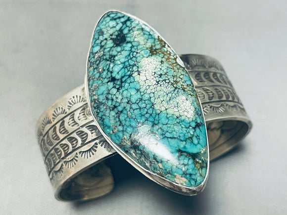 Towering Spiderweb Native American Navajo Turquoise Sterling Silver Bracelet Cuff-Nativo Arts