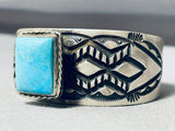 Heavy 92 G, Important Vintage Native American Navajo Turquoise Sterling Silver Bracelet