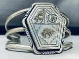 Important Sacred Bear Vintage Native American Navajo Sterlin Gsilver Gold Bracelet-Nativo Arts