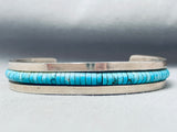 8 Inch Wrist Vintage Navajo Turquoise Heishi Bead Sterling Silver Bracelet-Nativo Arts