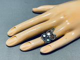 Whimsical Vintage Native American Zuni Blue Gem Turquoise Sterling Silver Owl Ring-Nativo Arts