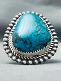 Les Nez Vintage Native American Navajo Spiderweb Turquoise Sterling Silver Ring-Nativo Arts