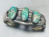 Very Rare Cnadelaria Turquoise Vintgae Native American Navajo Sterling Silver Bracelet-Nativo Arts