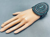 One Of Best Ever Vintage Native American Zuni Green Turquoise Sterling Silver Bracelet Cluster-Nativo Arts