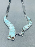 One Of The Most Unique Native American Navajo Turquoise Wave Sterling Silver Necklace-Nativo Arts