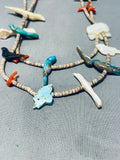 Breathtaking Vintage Native American Zuni Turquoise Coral Shell Fetishes Heishi Necklace-Nativo Arts