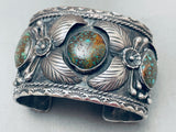One Of The Best Vintage Native American Navajo Spiderweb Turquoise Sterling Silver Leaf Bracelet