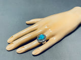 Signed Vintage Native American Hopi Morenci Turquoise Sterling Silver Ring-Nativo Arts