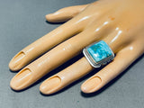 larson lee Native American Navajo Carico Lake Turquoise Sterling Silver Ring Signed Larson Lee-Nativo Arts