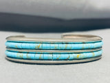 7 Inch Wrist Vintage Native American Navajo #8 Turquoise Sterling Silver Heishi Bracelet-Nativo Arts