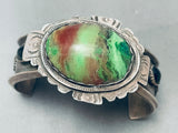 One Of The Coolest Ever Vintage Native American Navajo Chrysocolla Sterling Silver Bracelet-Nativo Arts