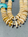 Offset Turquoise Bears!! Vintage Santo Domingo Sterling Silver Shell Necklace-Nativo Arts