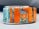 One Of The Best Native American Navajo Turquoise Shell Inlay Sterling Silver Bracelet-Nativo Arts