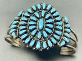 Majestic Native American Zuni Sleeping Beauty Turquoise Cluster Sterling Silver Bracelet-Nativo Arts