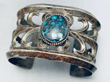 One Of Most Amazing Vintage Native American Navajo Turquoise Spiderweb Sterling Silver Bracelet-Nativo Arts