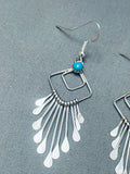 Dangle Chandelier Vintage Navajo Turquoise Sterling Silver Earrings-Nativo Arts