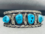 Marvelous Vintage Native American Navajo 5 Sleeping Beauty Turquoise Sterling Silver Bracelet-Nativo Arts