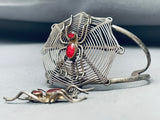 Spider On Web Vintage Native American Navajo Sterling Silver Dangling Bracelet-Nativo Arts
