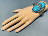 Eye Of Turquoise Vintage Native American Navajo Sterling Silver Bracelet-Nativo Arts