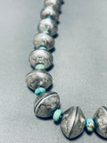 Heavy 182 Grams Native American Navajo Coin Turquoise Sterling Silver Necklace-Nativo Arts
