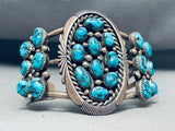 Riveting Vintage Native American Navajo Morenci Turquoise Cluster Sterling Silver Bracelet-Nativo Arts