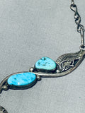 One Of Most Unique Ever Vintage Native American Navajo Turquoise Leaf Sterling Silver Necklace-Nativo Arts