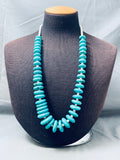 225 G Chunky Spider Web Turquoise Vintage Native American Navajo Necklace