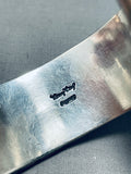 Dynamic Native American Navajo Signed Tawney Cruz Sterling Silver Bracelet-Nativo Arts