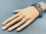 One Of The Coolest Geomtric Vintage Native American Navajo Turquoise Sterling Silver Bracelet-Nativo Arts