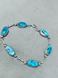 Elegant Vintage Native American Navajo Morenci Turquoise Sterling Silver Bracelet-Nativo Arts