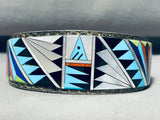7 Inch Wrist Vintage Native American Navajo Turquoise Inlay Sterling Silver Bracelet-Nativo Arts